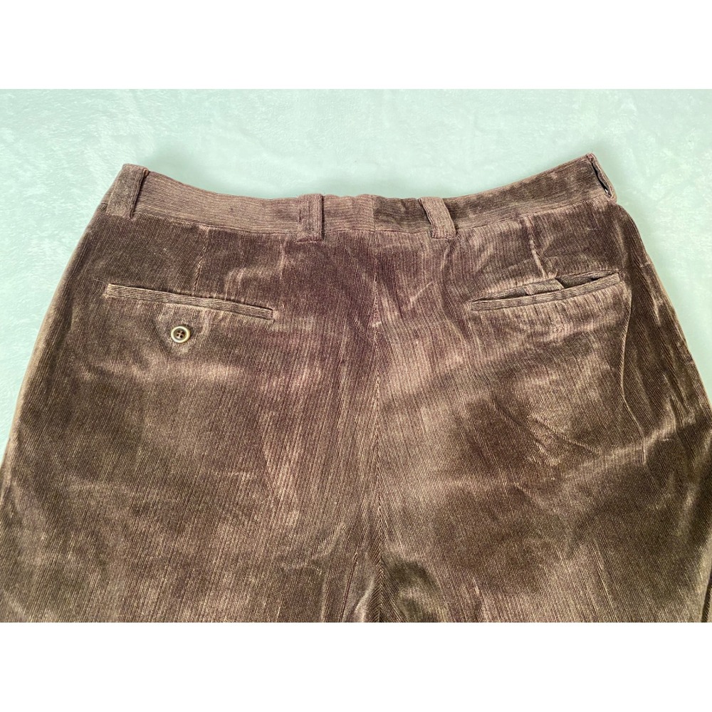 Bigsby & Kruthers Mens 36x31 Brown Corduroy Pleated Cuffed Pants Made in Canada - Picture 6 of 13